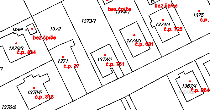 Bolatice 731 na parcele st. 1373/2 v KÚ Bolatice, Katastrální mapa