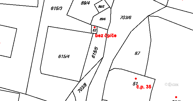 Tuchořice 46279491 na parcele st. 82 v KÚ Třeskonice, Katastrální mapa