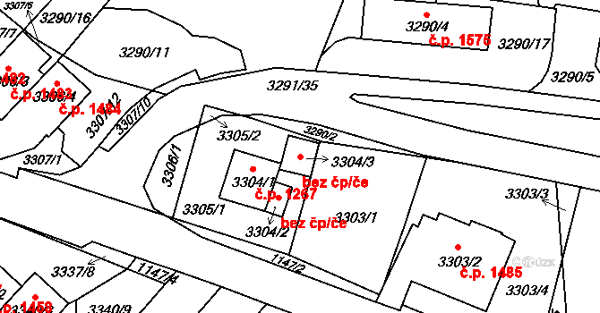 Ústí nad Labem 47431491 na parcele st. 3304/3 v KÚ Střekov, Katastrální mapa