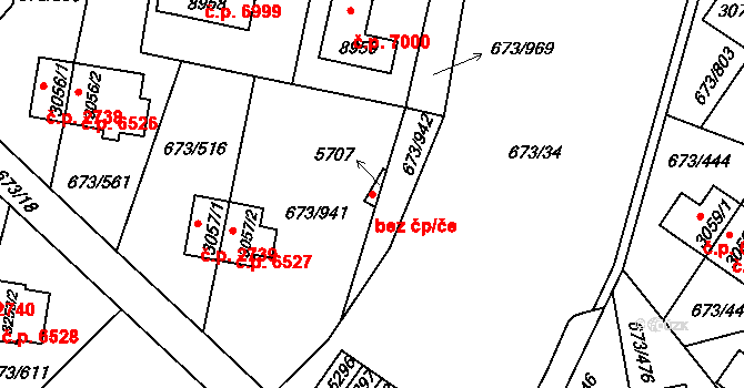 Zlín 47726491 na parcele st. 5707 v KÚ Zlín, Katastrální mapa