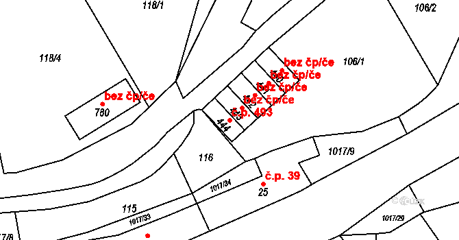 Velká Ledhuje 493, Police nad Metují na parcele st. 444 v KÚ Velká Ledhuje, Katastrální mapa