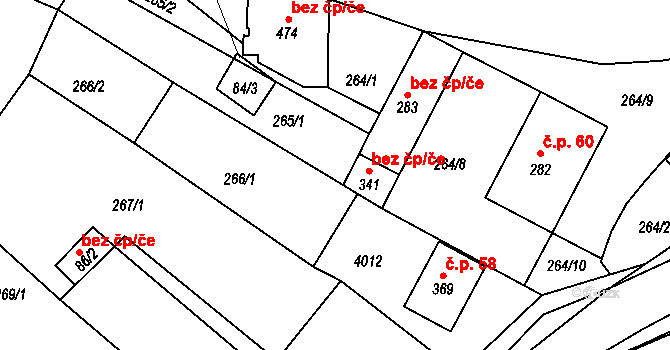 Kurdějov 49204491 na parcele st. 341 v KÚ Kurdějov, Katastrální mapa