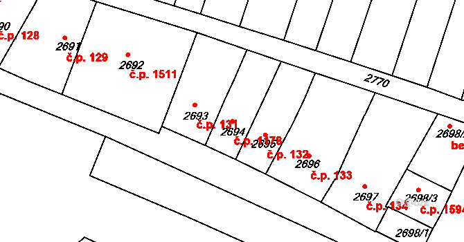Kunovice 1178 na parcele st. 2694 v KÚ Kunovice u Uherského Hradiště, Katastrální mapa
