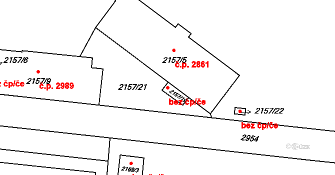 Opava 49398491 na parcele st. 2157/19 v KÚ Opava-Předměstí, Katastrální mapa