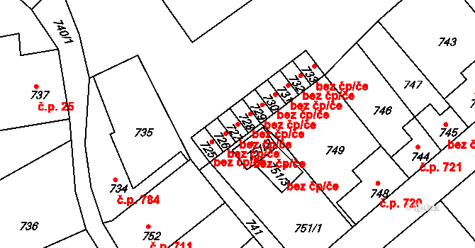 Odry 49618491 na parcele st. 727 v KÚ Odry, Katastrální mapa