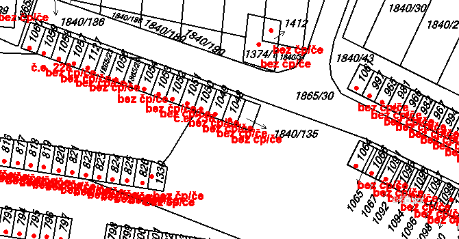 Borovany 49760491 na parcele st. 1048 v KÚ Borovany, Katastrální mapa