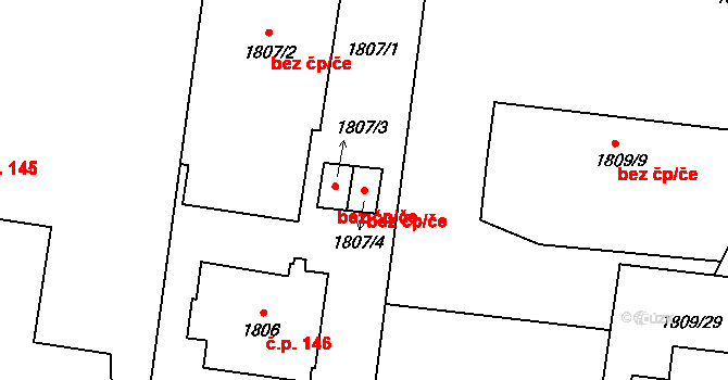Vítkov 49841491 na parcele st. 1807/4 v KÚ Vítkov, Katastrální mapa