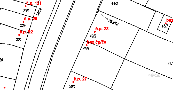 Holešov 50146491 na parcele st. 49/1 v KÚ Všetuly, Katastrální mapa