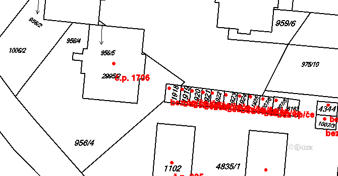 Rožnov pod Radhoštěm 50175491 na parcele st. 1918 v KÚ Rožnov pod Radhoštěm, Katastrální mapa