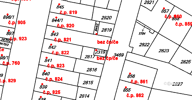 Rosice 50381491 na parcele st. 2319 v KÚ Rosice u Brna, Katastrální mapa