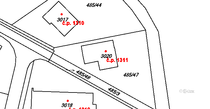 Vodňany II 1311, Vodňany na parcele st. 3020 v KÚ Vodňany, Katastrální mapa