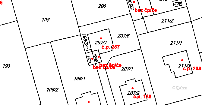 Liberec IX-Janův Důl 257, Liberec na parcele st. 207/7 v KÚ Janův Důl u Liberce, Katastrální mapa