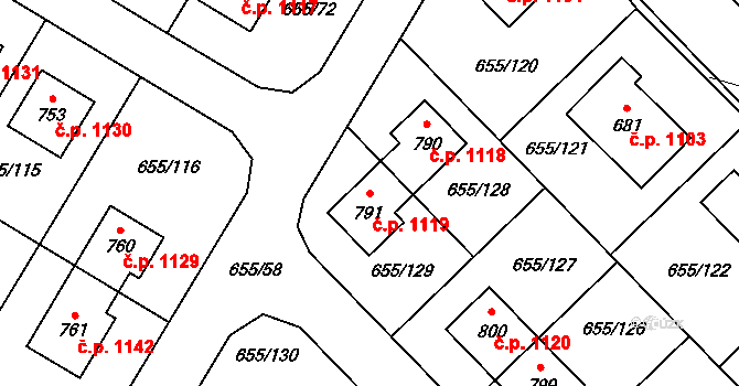 Květnice 1119 na parcele st. 791 v KÚ Květnice, Katastrální mapa