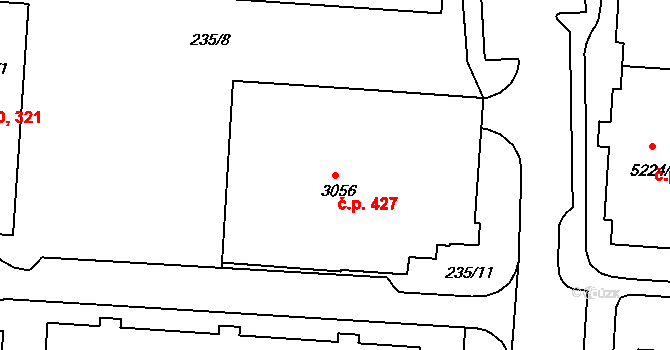 Pražské Předměstí 427, Písek na parcele st. 3056 v KÚ Písek, Katastrální mapa