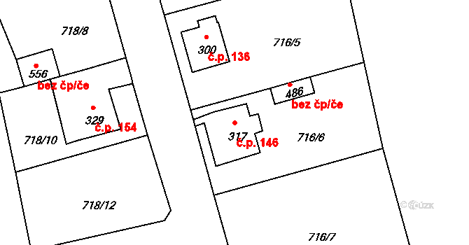 Dolní Kamenice 146, Česká Kamenice na parcele st. 317 v KÚ Dolní Kamenice, Katastrální mapa