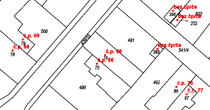 Hrádek 66 na parcele st. 76 v KÚ Hrádek u Rokycan, Katastrální mapa