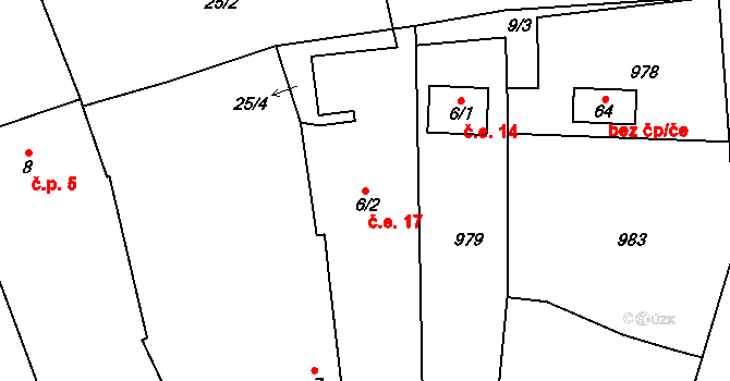 Klenovice 17, Všeruby na parcele st. 6/2 v KÚ Klenovice u Chrančovic, Katastrální mapa
