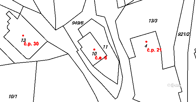 Nedvězí 6, Rohle na parcele st. 10 v KÚ Nedvězí u Zábřeha, Katastrální mapa