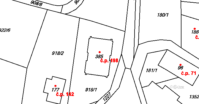 Čistá v Krkonoších 198, Černý Důl na parcele st. 385 v KÚ Čistá v Krkonoších, Katastrální mapa