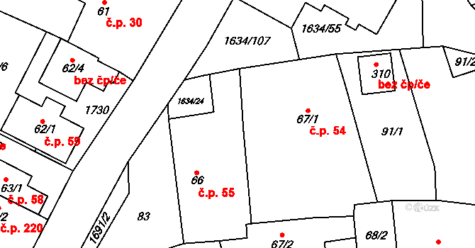 Čejov 55 na parcele st. 66 v KÚ Čejov, Katastrální mapa