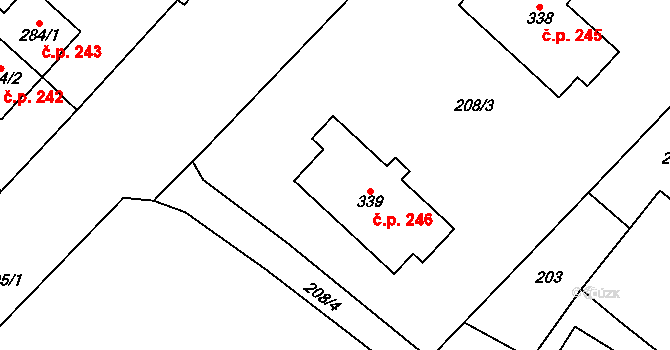 Nová Cerekev 246 na parcele st. 339 v KÚ Nová Cerekev, Katastrální mapa