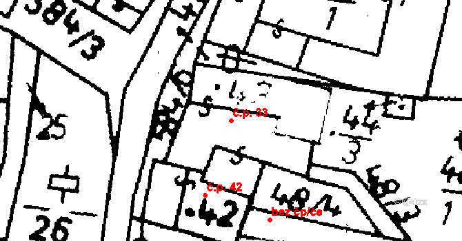 Chelčice 33 na parcele st. 43 v KÚ Chelčice, Katastrální mapa