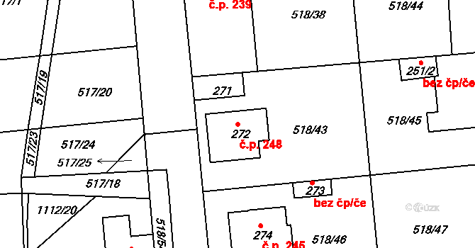 Líšťany 248 na parcele st. 272 v KÚ Líšťany u Cítolib, Katastrální mapa