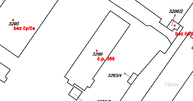 Valtice 366 na parcele st. 3286 v KÚ Valtice, Katastrální mapa