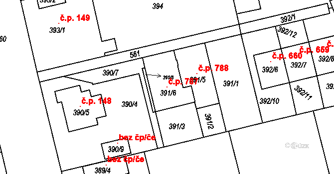 Horní Měcholupy 787, Praha na parcele st. 391/6 v KÚ Horní Měcholupy, Katastrální mapa