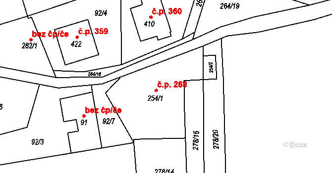 Protivanov 268 na parcele st. 254/1 v KÚ Protivanov, Katastrální mapa
