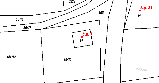 Zdeslavice 7, Chlístovice na parcele st. 44 v KÚ Zdeslavice u Chlístovic, Katastrální mapa