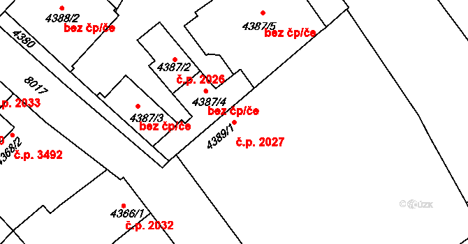 Mělník 2027 na parcele st. 4389/1 v KÚ Mělník, Katastrální mapa