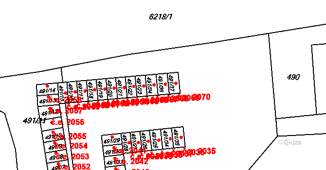 Jihlava 2069 na parcele st. 491/36 v KÚ Jihlava, Katastrální mapa