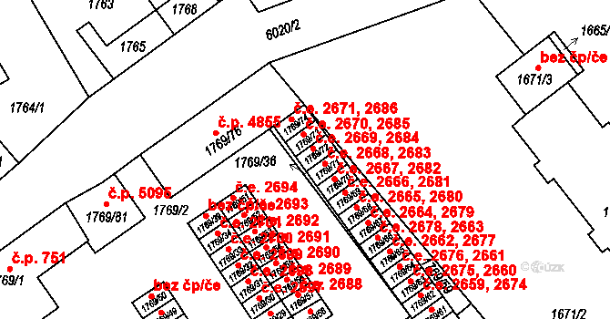 Jihlava 2669,2684 na parcele st. 1769/72 v KÚ Jihlava, Katastrální mapa
