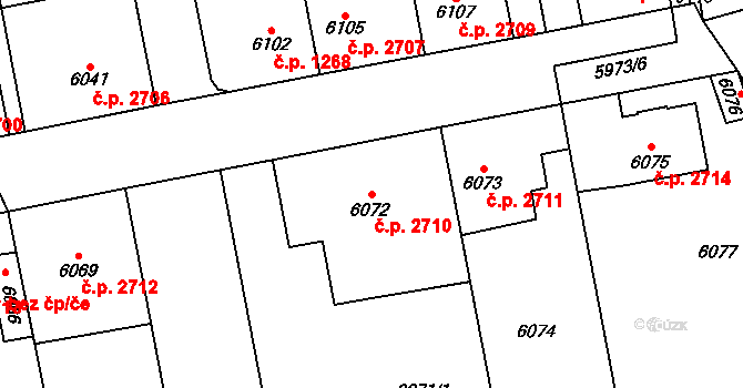 Kročehlavy 2710, Kladno na parcele st. 6072 v KÚ Kročehlavy, Katastrální mapa