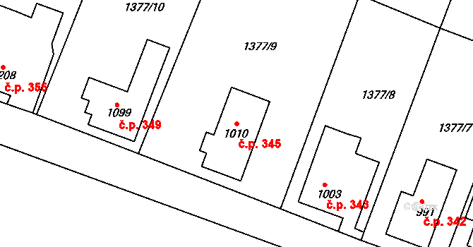 Cvikov I 345, Cvikov na parcele st. 1010 v KÚ Cvikov, Katastrální mapa