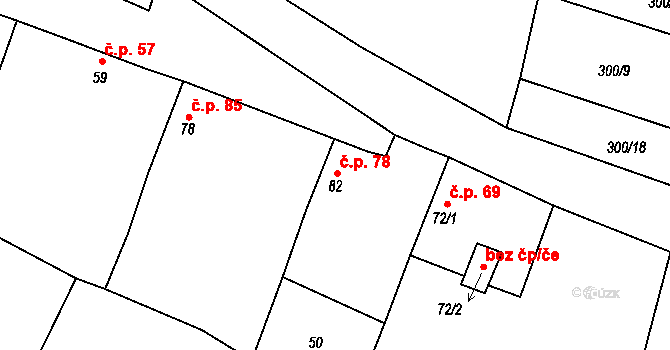 Černiv 78 na parcele st. 82 v KÚ Černiv, Katastrální mapa
