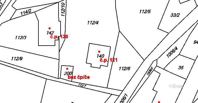 Krasíkov 121 na parcele st. 140 v KÚ Krasíkov, Katastrální mapa