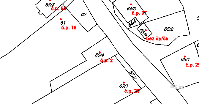Bohušice 2 na parcele st. 60/4 v KÚ Bohušice, Katastrální mapa