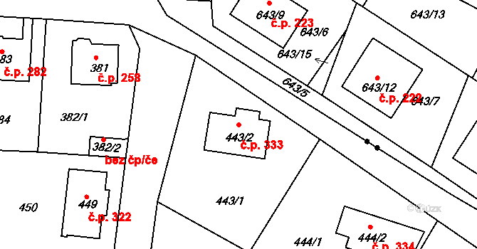 Děčín XXXII-Boletice nad Labem 333, Děčín na parcele st. 443/2 v KÚ Boletice nad Labem, Katastrální mapa