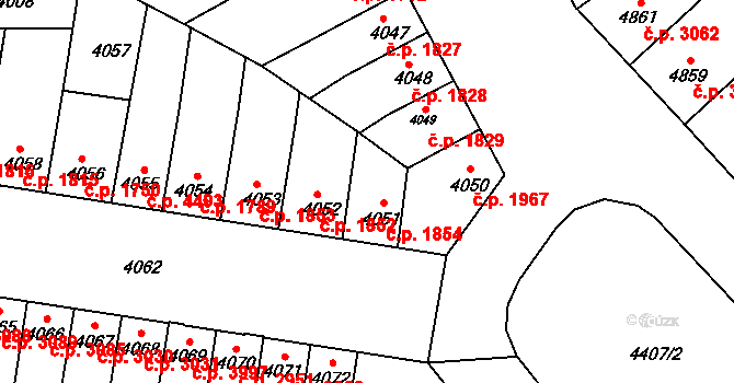 Židenice 1854, Brno na parcele st. 4051 v KÚ Židenice, Katastrální mapa