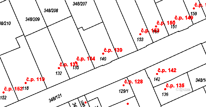 Černčice 139 na parcele st. 140 v KÚ Černčice u Loun, Katastrální mapa