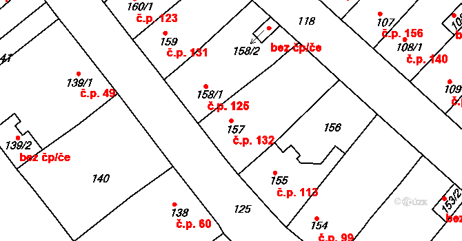 Běhánky 132, Dubí na parcele st. 157 v KÚ Běhánky, Katastrální mapa