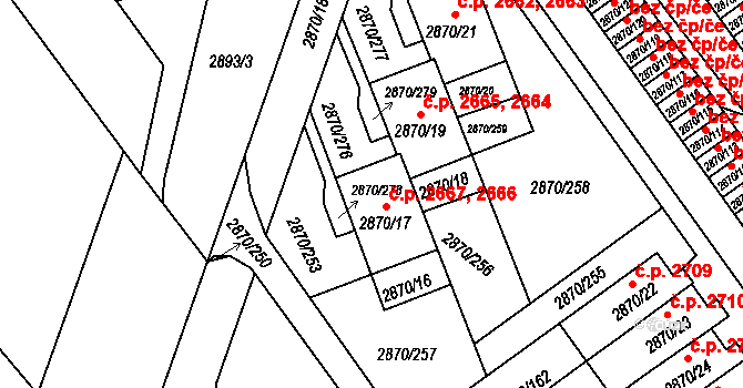 Teplice 2666,2667 na parcele st. 2870/17 v KÚ Teplice, Katastrální mapa
