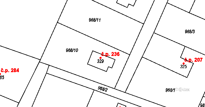 Skalice 236, Frýdek-Místek na parcele st. 329 v KÚ Skalice u Frýdku-Místku, Katastrální mapa