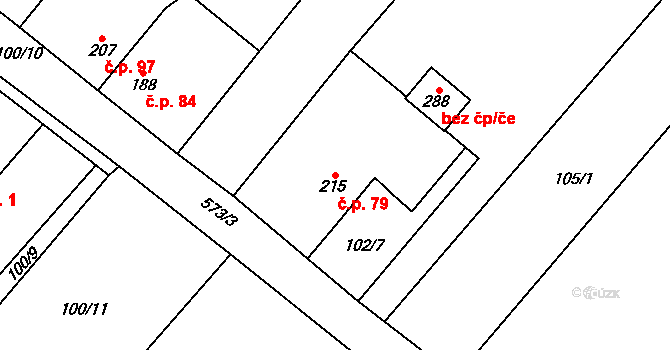 Unčovice 79, Litovel na parcele st. 215 v KÚ Unčovice, Katastrální mapa