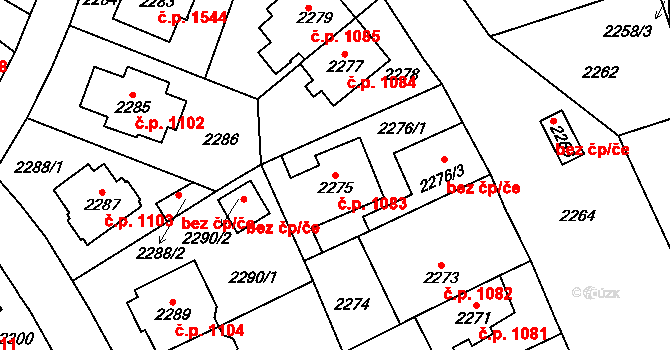 Vršovice 1083, Praha na parcele st. 2275 v KÚ Vršovice, Katastrální mapa