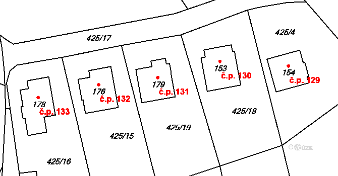 Petrovice 131 na parcele st. 179 v KÚ Petrovice u Sedlčan, Katastrální mapa