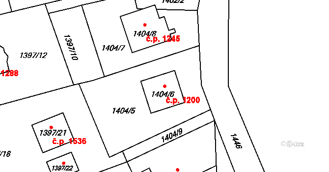 Ráj 1200, Karviná na parcele st. 1404/6 v KÚ Ráj, Katastrální mapa