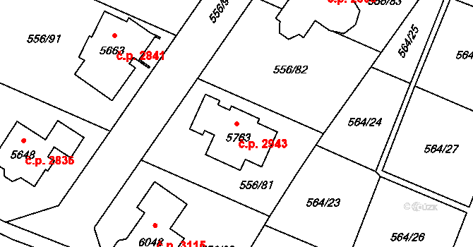Šumperk 2943 na parcele st. 5763 v KÚ Šumperk, Katastrální mapa